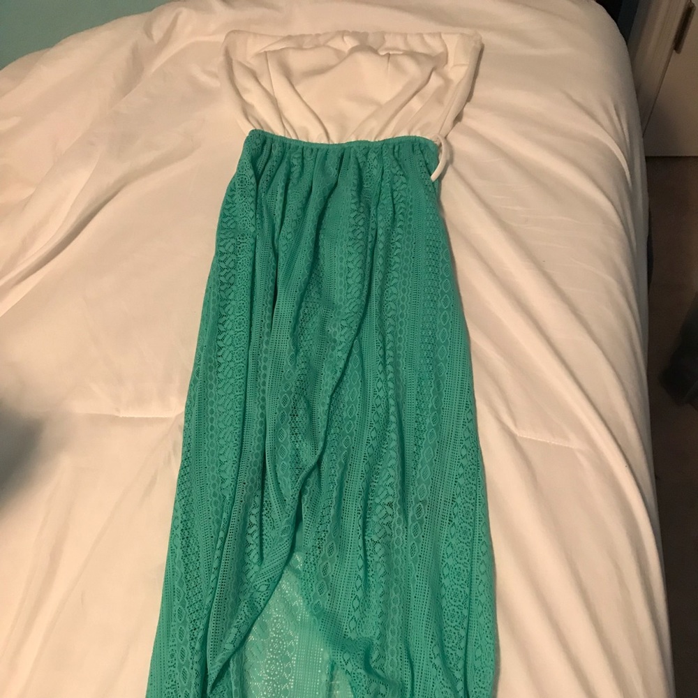 Rue21 Green and White Strapless Sundress